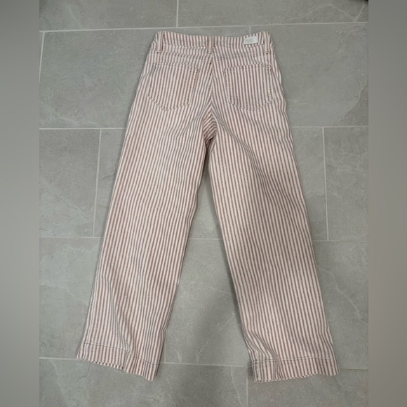 Paige Nellie Culotte Cropped Wide Leg Jeans in Blossom Pink Stripe Size 25 - Picture 8 of 8